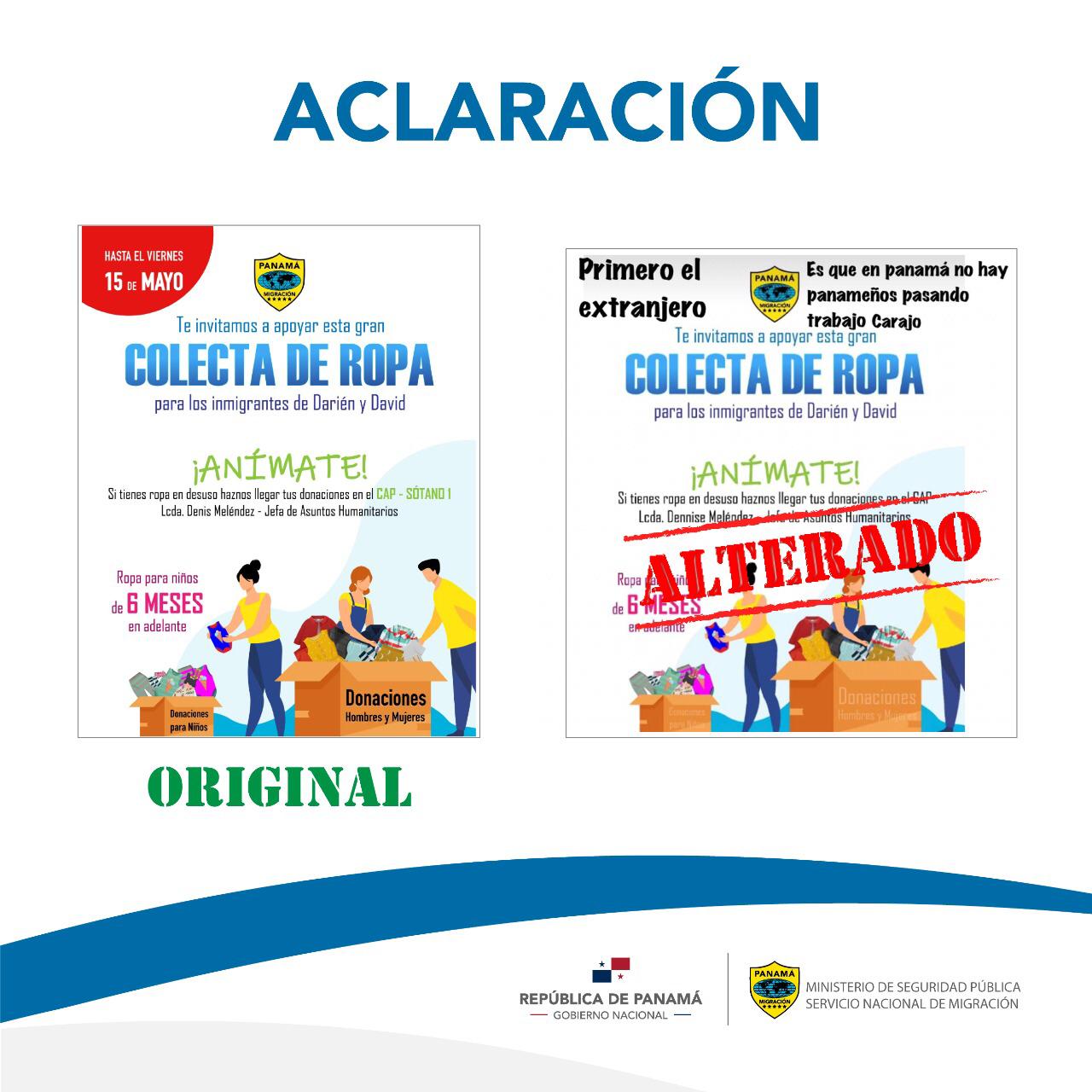 Servicio Nacional de Migración aclara sobre afiche alterado