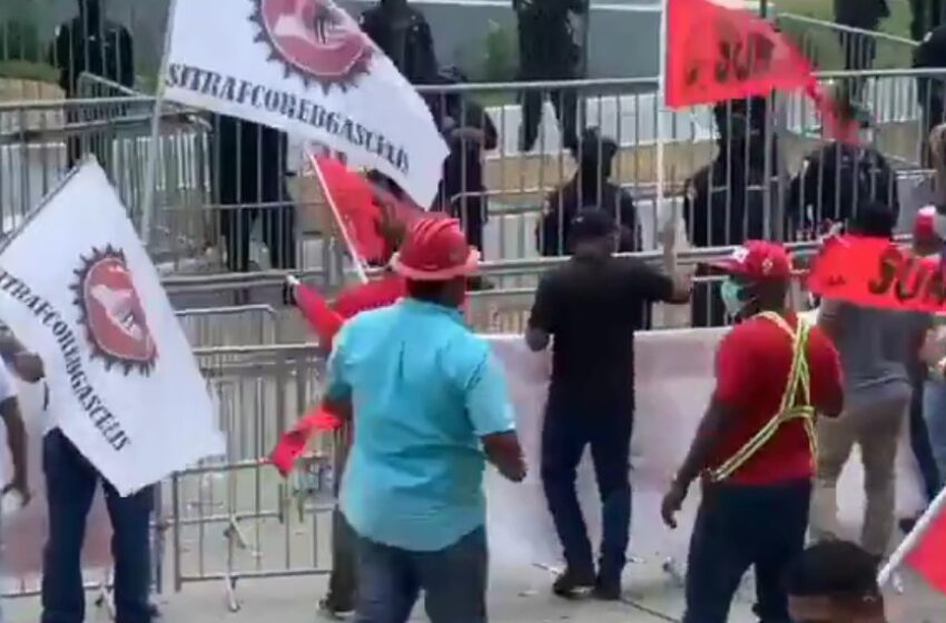  Protestan en las inmediaciones del Parlamento Latinoaméricano y Caribeño