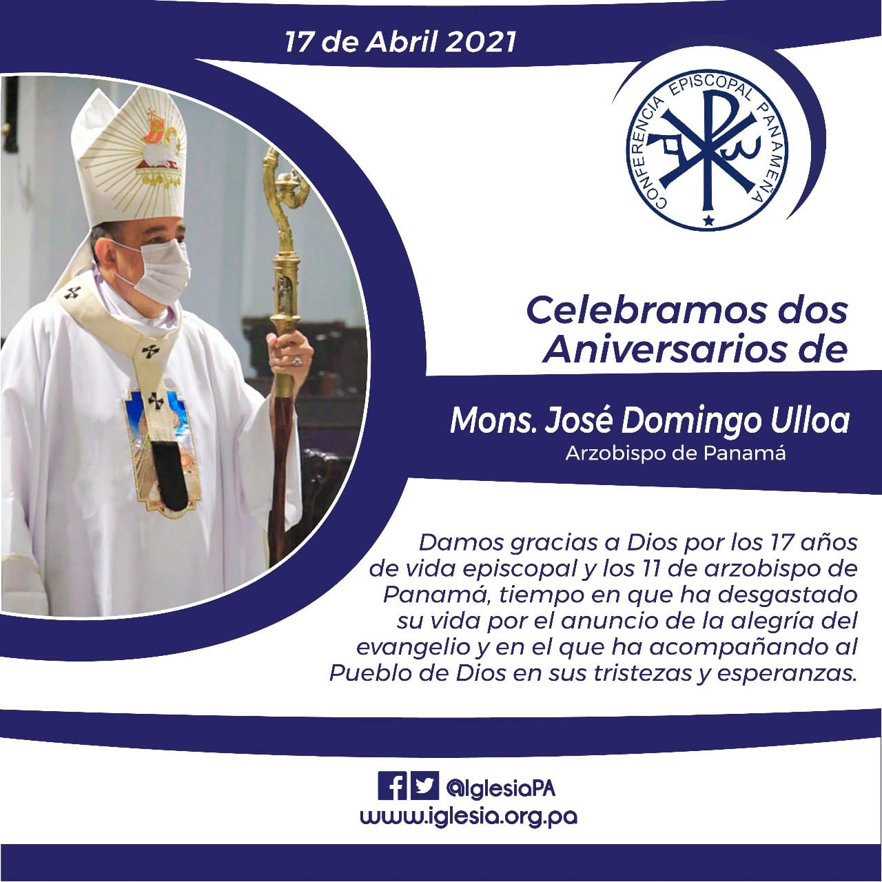 Feliz aniversario a Monseñor José Domingo Ulloa